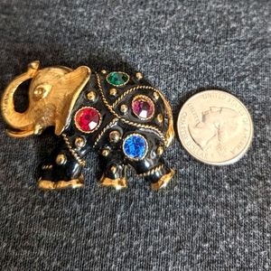 Vintage Jeweled Elephant Brooch